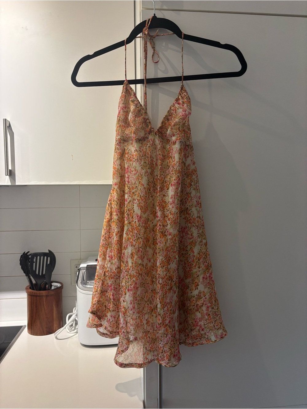 sundays Floral High-Low Slip Dress in Pink & Yellow